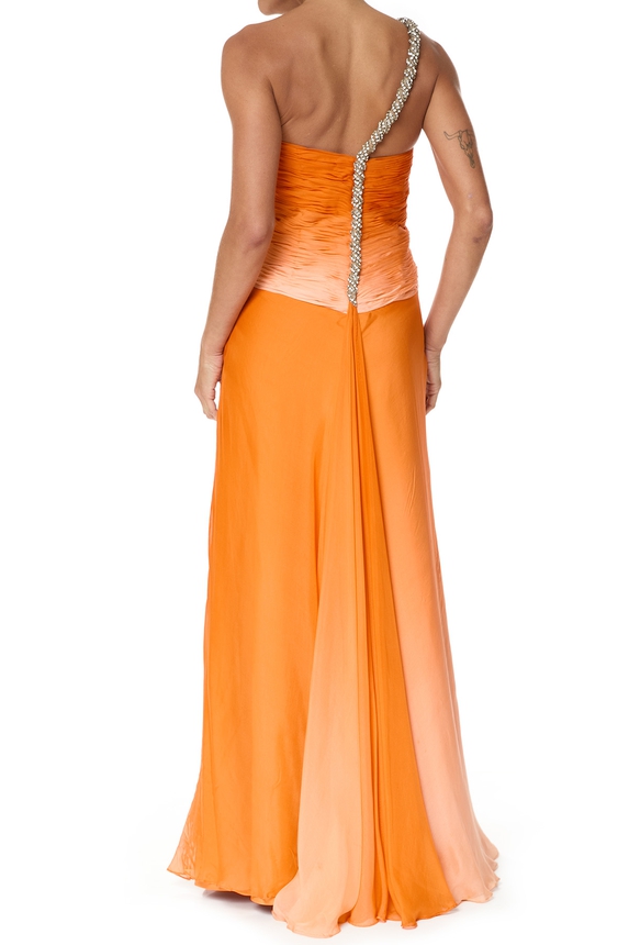 Vestido Longo Seda Laranja - DG75904 Prime Collection