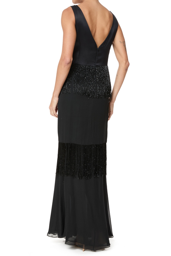 Vestido Longo Seda Preto - DG75767 Essential Collection