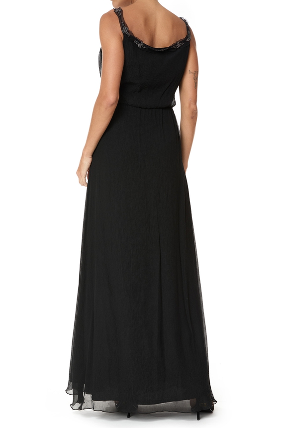 Vestido Longo Seda Preto - DG75870 Alcaçuz