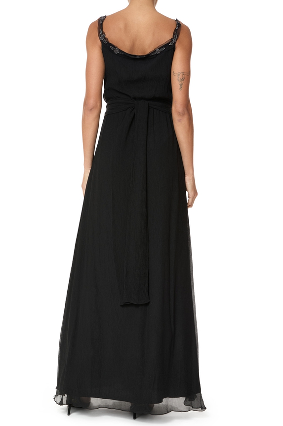 Vestido Longo Seda Preto - DG75870 Alcaçuz