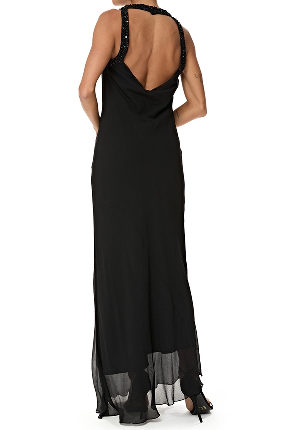 Vestido Longo Seda Preto - DG76805 Alcaçuz