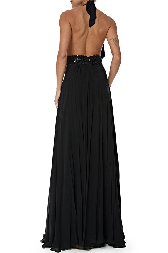 Vestido Longo Seda Preto - DG76998 Antonio Filho