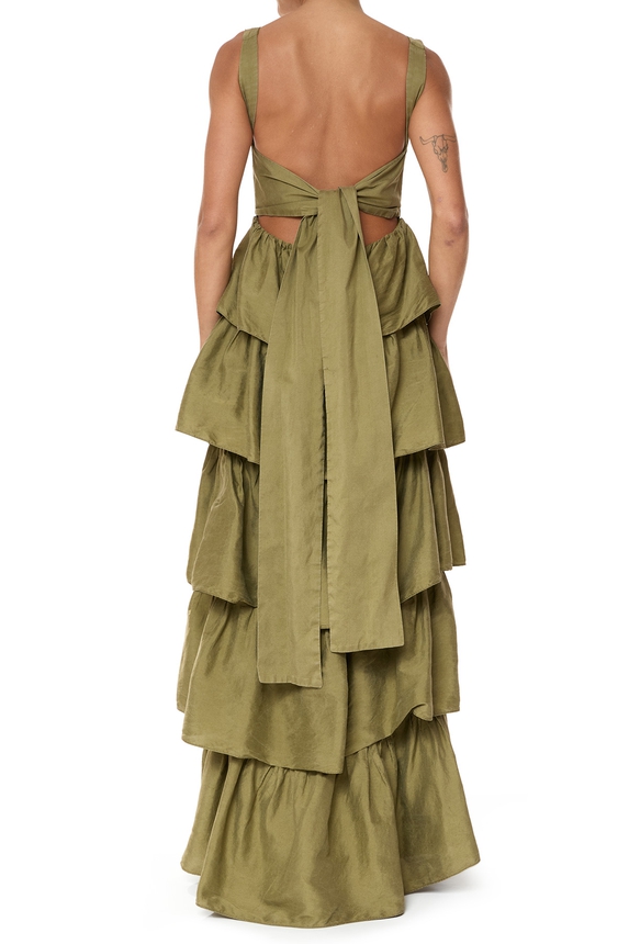 Vestido Longo Seda Verde - DG66254 Aya