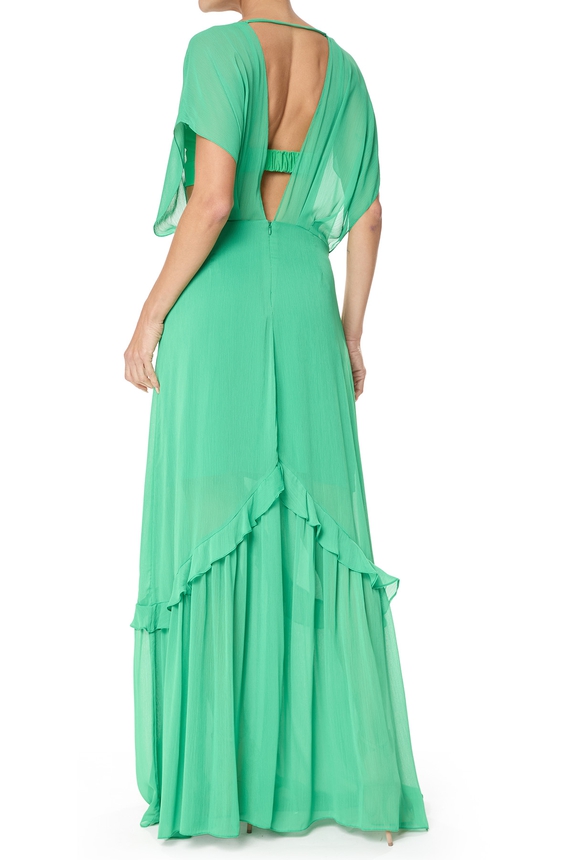 Vestido Longo Seda Verde - DG75599 Essential Collection