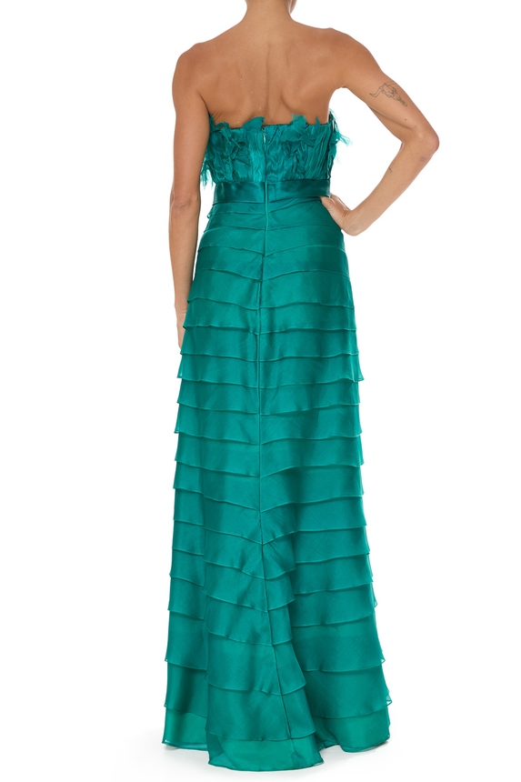 Vestido Longo Seda Verde - DG76056 Prime Collection