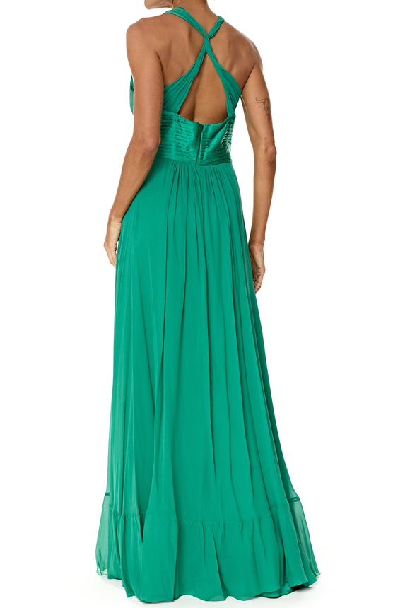 Vestido Longo Seda Verde - DG76289 Essential Collection