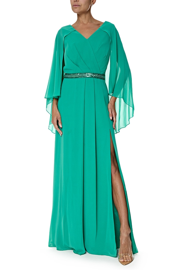 Vestido Longo Seda Verde - DG76977 Essential Collection