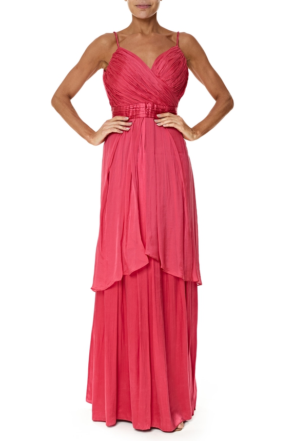 Vestido Longo Seda Vermelho - DG76290 Carlos Miele