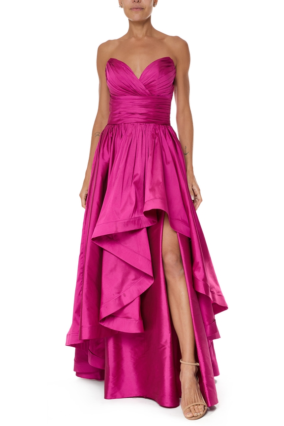 Vestido Longo Tafetá Rosa - DG76071 Vanessa Simonetti