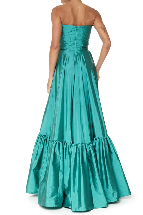 Vestido Longo Tafetá Verde - DG75829 Essential Collection