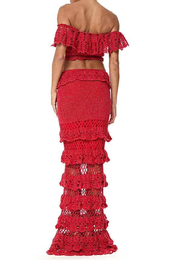 Vestido Longo Tricot Vermelho - DG76840 Essential Collection