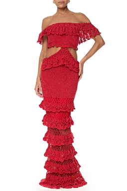 Vestido Longo Tricot Vermelho