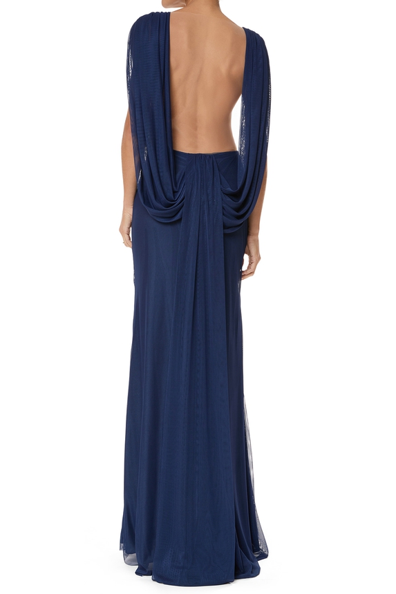Vestido Longo Tule Azul - DG76088 Fernanda Nabhan