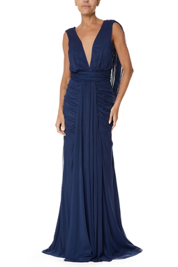 Vestido Longo Tule Azul