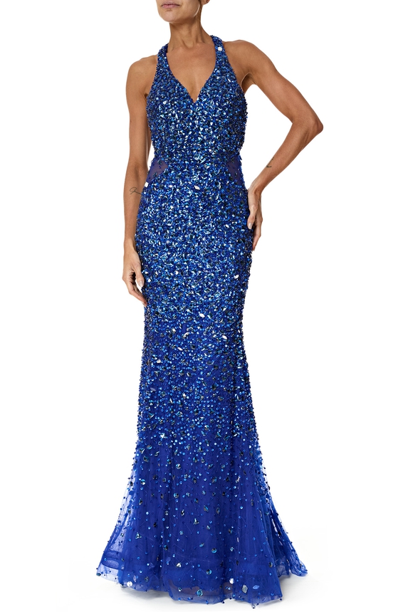 Vestido Longo Tule Azul - DG76287 Prime Collection