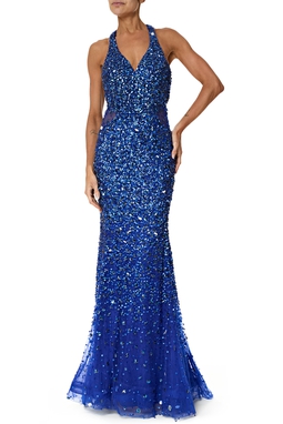 Vestido Longo Tule Azul