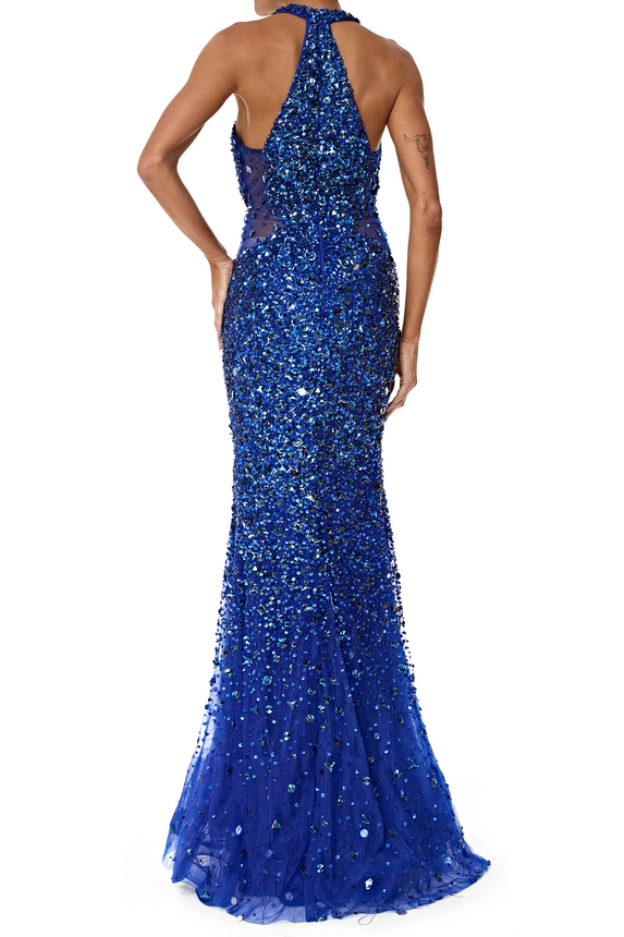 Vestido Longo Tule Azul - DG76287 Prime Collection