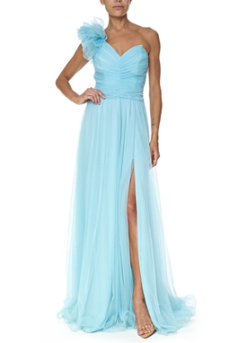 Vestido Longo Tule Azul