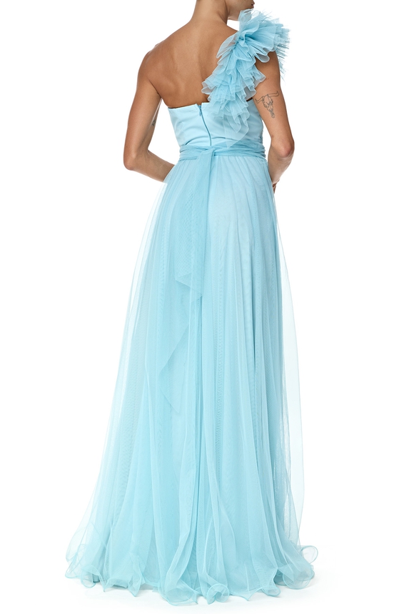 Vestido Longo Tule Azul - DG76483 Essential Collection