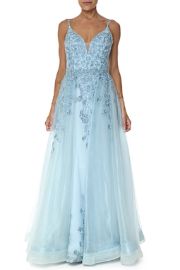 Vestido Longo Tule Azul