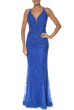 Vestido Longo Tule Azul