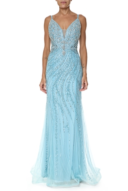 Vestido Longo Tule Azul