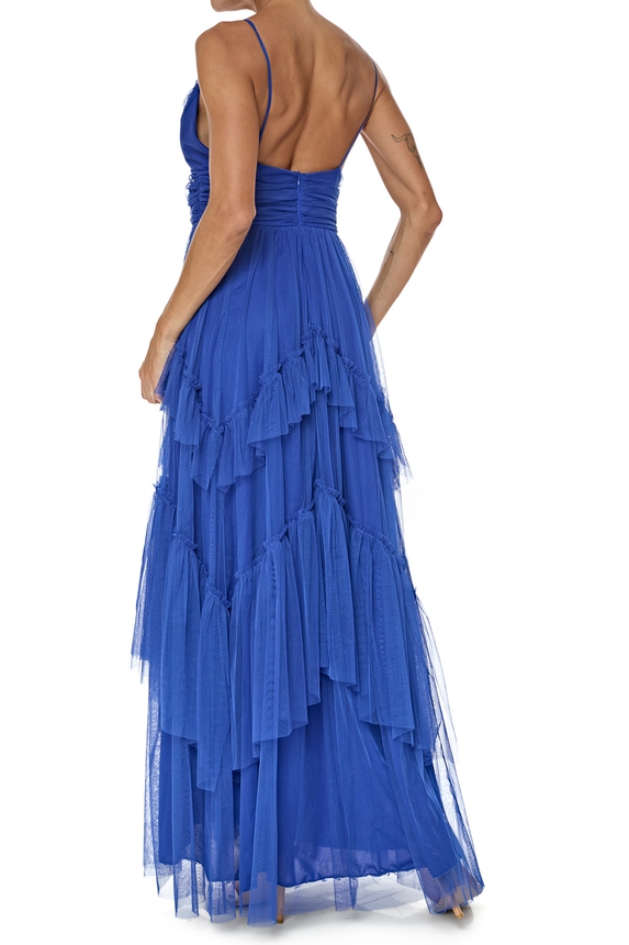 Vestido Longo Tule Azul - DG76612 Essential Collection