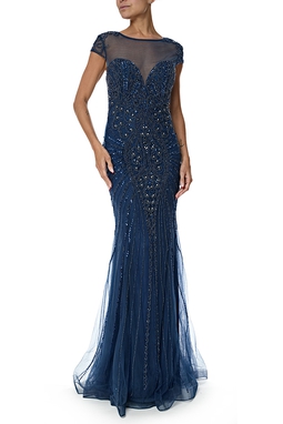 Vestido Longo Tule Azul