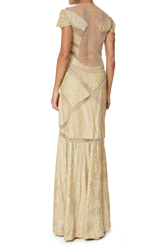 Vestido Longo Tule Bege - DG76163 Mabel Magalhães