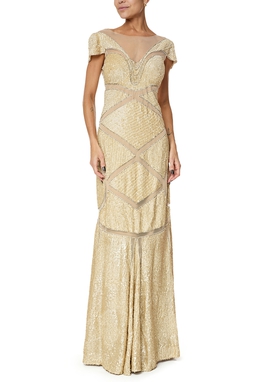 Vestido Longo Tule Bege