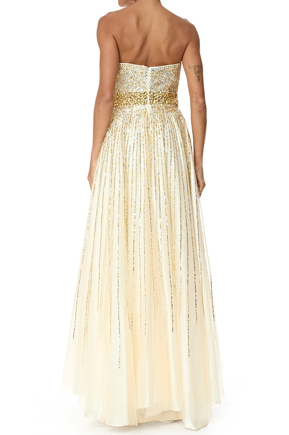 Vestido Longo Tule Bege - DG76718 Prime Collection