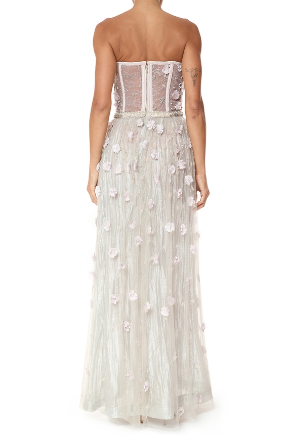 Vestido Longo Tule Cinza - DG75844 Prime Collection