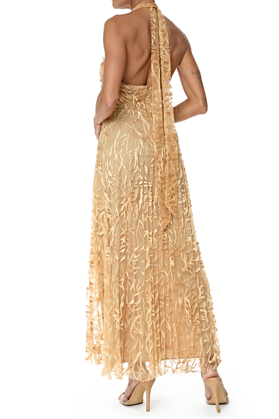 Vestido Longo Tule Dourado - DG76706 Essential Collection