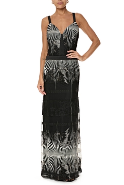 Vestido Longo Tule Estampado