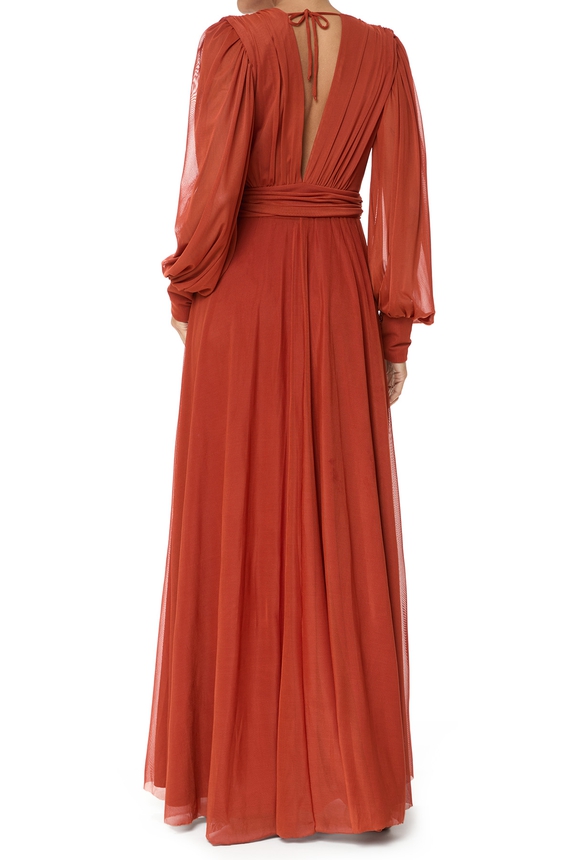 Vestido Longo Tule Marrom - DG75941 Splash