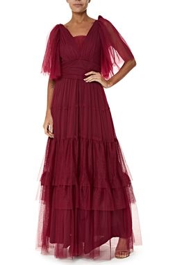 Vestido Longo Tule Marsala