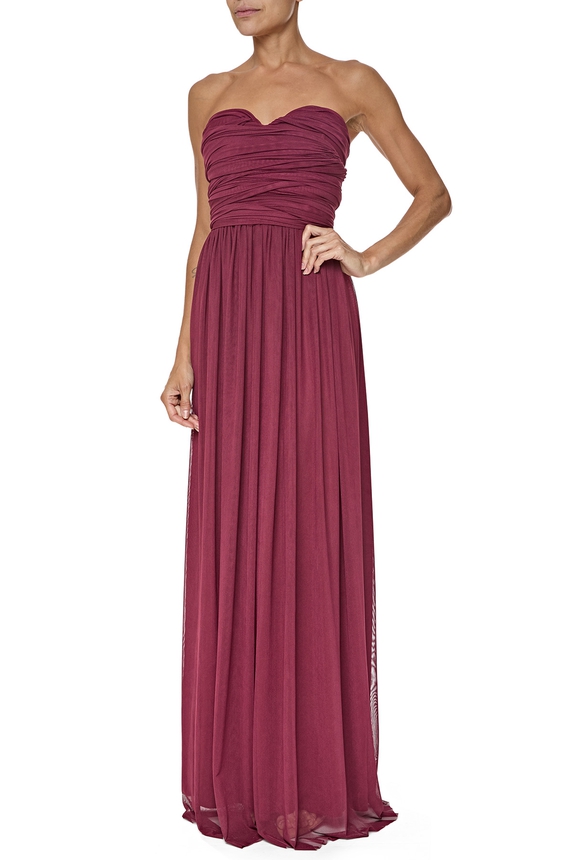 Vestido Longo Tule Marsala - DG76356 Essential Collection