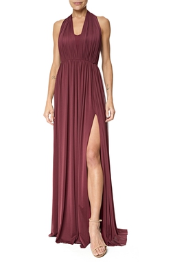 Vestido Longo Tule Marsala