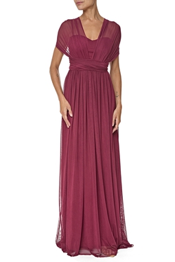 Vestido Longo Tule Marsala