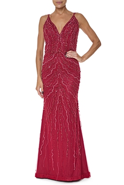 Vestido Longo Tule Marsala