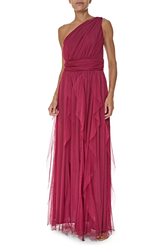 Vestido Longo Tule Marsala - DG76618 Essential Collection