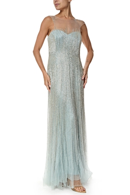 Vestido Longo Tule Prata