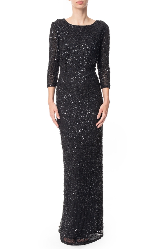 Vestido Longo Tule Preto - DG52804 Adrianna Papell