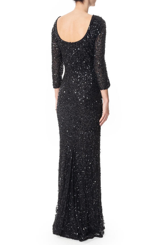 Vestido Longo Tule Preto - DG52804 Adrianna Papell