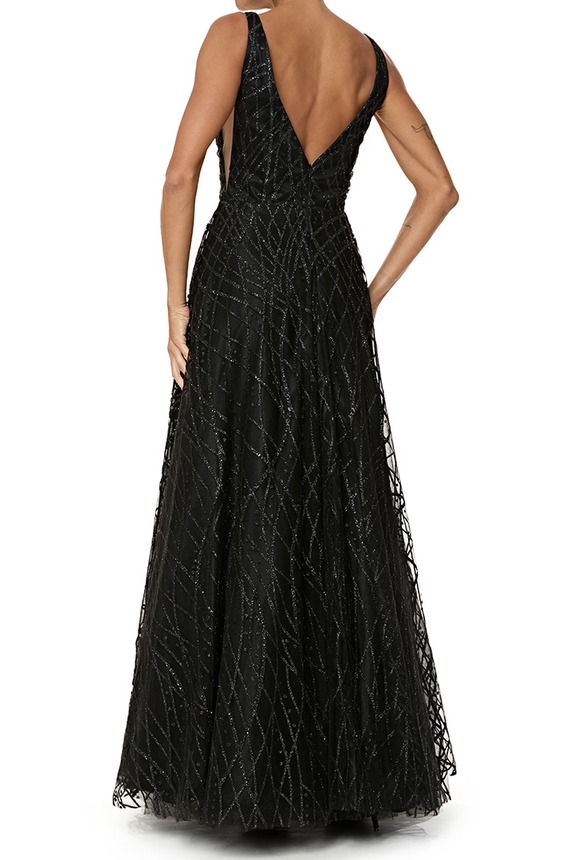 Vestido Longo Tule Preto - DG76808 Prime Collection