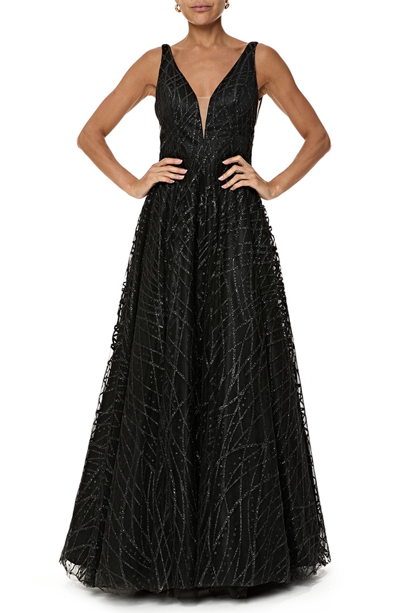 Vestido Longo Tule Preto - DG76808 Prime Collection