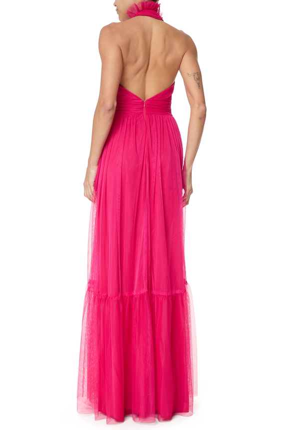 Vestido Longo Tule Rosa - DG75734 Essential Collection