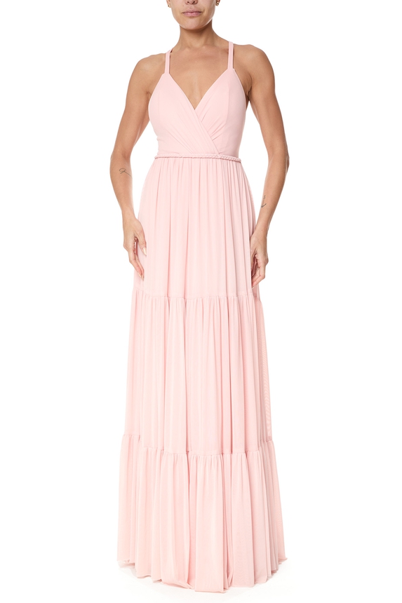 Vestido Longo Tule Rosa - DG75772 Essential Collection