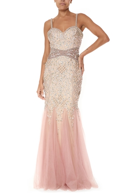 Vestido Longo Tule Rosa