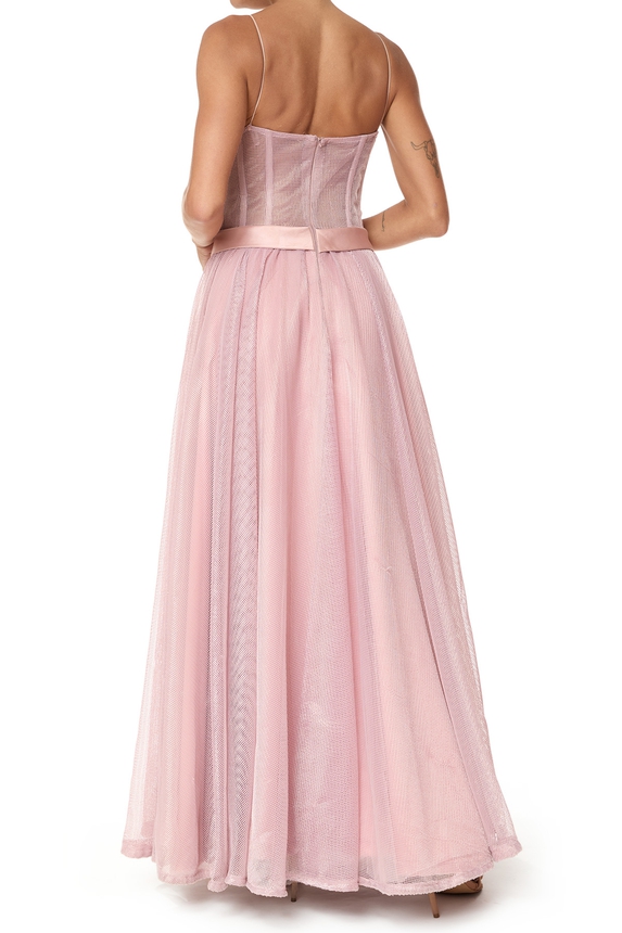 Vestido Longo Tule Rosa - DG75852 Essential Collection
